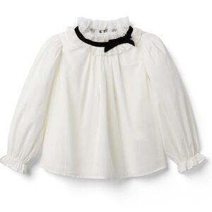 Lace bow collared top